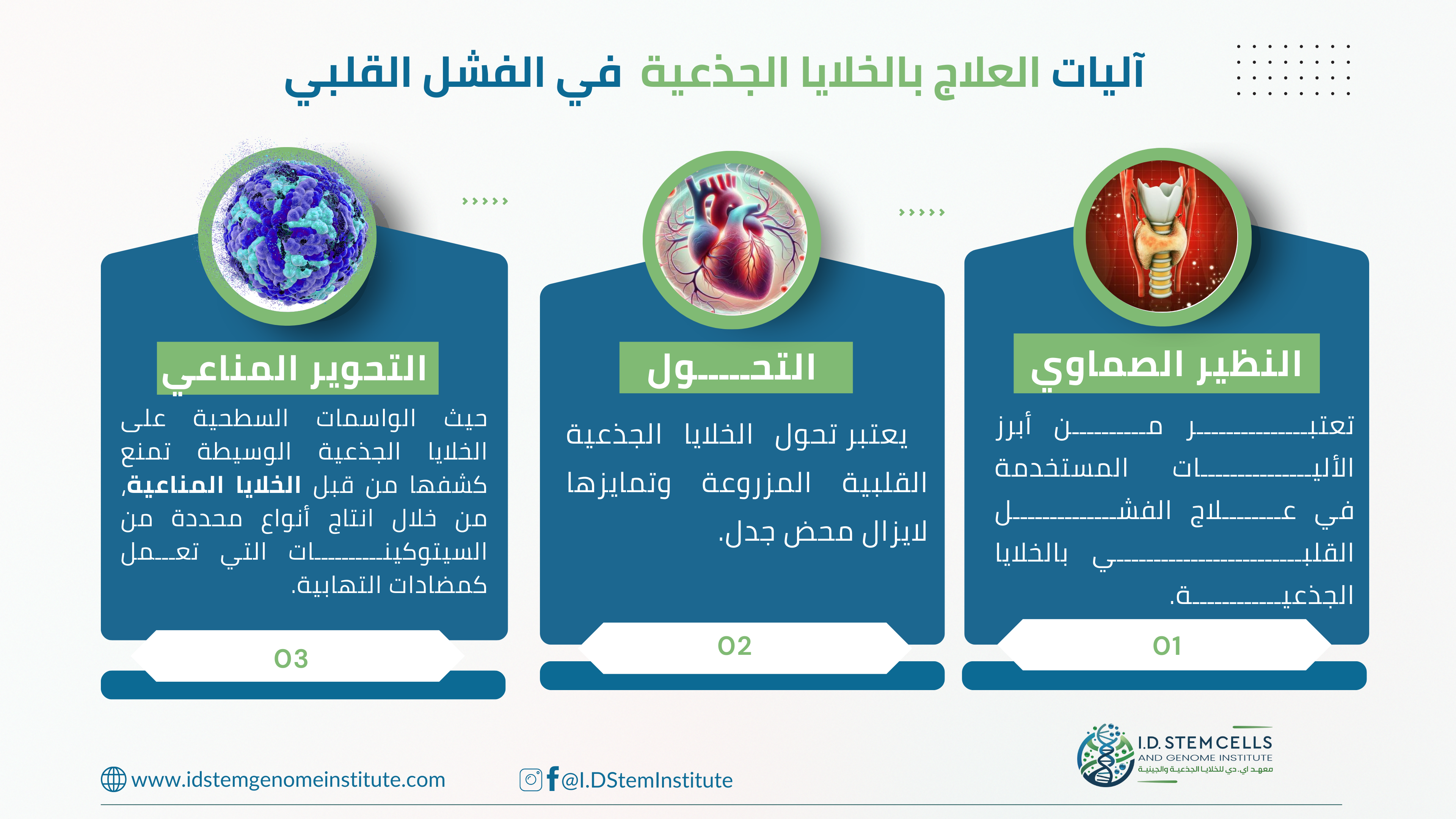 انفوغرافيك: آليات العلاج بالخلايا الجذعية في الفشل القلبي